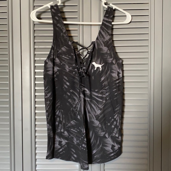 PINK Victoria's Secret Tops - Pink VS : Black Palm Tree Tank Top - Small